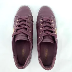 Guess Comly2 Burgundy Wine Red Quilted Lace Up Gold Logo Low Top Sneakers Size 8 thumbnail 7