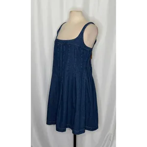 NWT!!‎ REFORMATION Violet Denim Mini Dress Blue Smocked A-Line Skirt Size 12 thumbnail 6