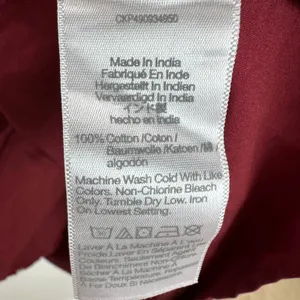 Madewell Puff Sleeve Mini Dress Poplin Claret Burgundy A Line Pockets XL NWT thumbnail 11
