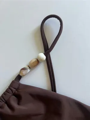{Abercrombie & Fitch} Brand New Brown Bandeau Beaded Bikini Top thumbnail 2