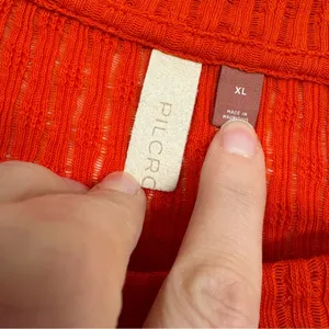 Pilcro and the Letterpress Anthropologie Orange Ribbed Knit Crew Neck Sweater Womens XL Fall Casual thumbnail 5