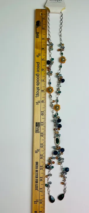 Liz Claiborne Villager Flowers Beaded Necklace thumbnail 2