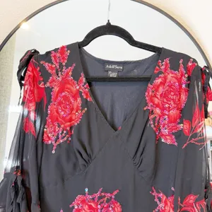 VTG Ash &‎ Sara Babydoll Maxi Dress Medium Y2K Fairy Romantic Sequins Chiffon thumbnail 5