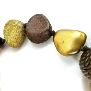 JS gold tone and brown chunky choker necklace thumbnail 9