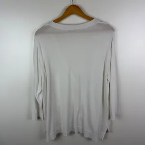 Chicos White Cardigan Sweater Size 3 US XL‎ Button Front Lightweight Minimalist thumbnail 3