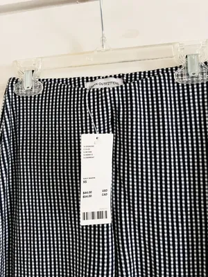 Urban Outfitters NWT navy gingham flare pants size XS thumbnail 2