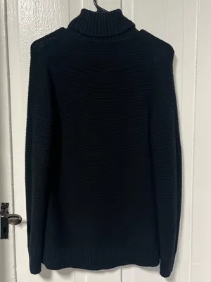 J.Crew Classic Turtleneck Waffle knit Wool Blend Black sweater size small thumbnail 3