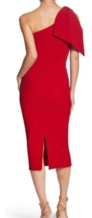 Dress The Population Red One Shoulder Midi Dress(Size Small) thumbnail 1