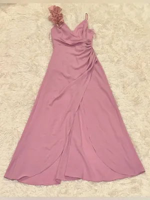 Dress The Population Camelia Ruffle-Shoulder V Neck Crepe Maxi Dress sz L thumbnail 4
