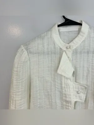 Love Binetti White Button Front Peasant Peplum Boho Blouse Medium FLAW thumbnail 4