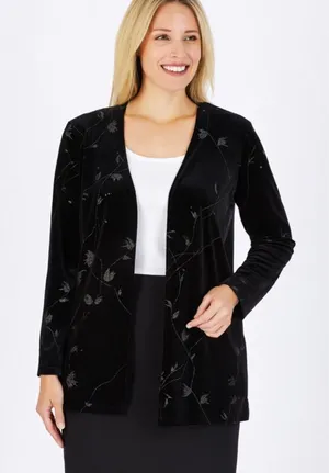Elegant Black Velvet Blazer thumbnail 1