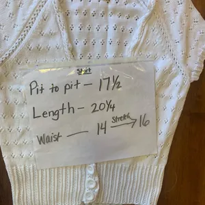 Jones New York Cardigan Medium White Eyelet Knit Sweater Button Waist 100%Cotton thumbnail 6