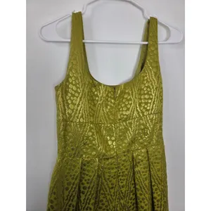 Antonio Melani Lime Green Gold Metallic Dress Midi Cocktail Evening Formal 4 thumbnail 9