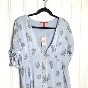 Chelsea & Violet Blue Floral Button Front Tie Sleeve Mini Dress XL NEW 235 thumbnail 7