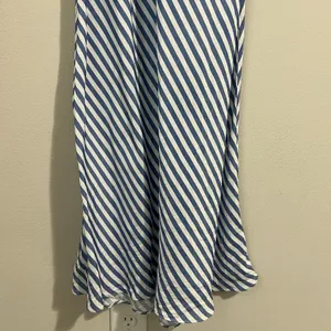 J. Crew Gwyneth Slip Midi Dress Women's 2 Cupro Blend Blue White Striped V-Neck thumbnail 5