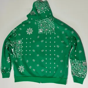 Edikted Green Bandana Paisley Oversized Zip Hoodie M/L thumbnail 5