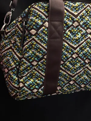 Vera Bradley Rainforest Geometric Multicolor Duffel Bag with Brown Straps thumbnail 11