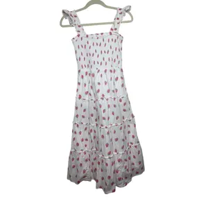 J. Crew Strawberry Smocked Tiered Midi Dress Sz. XXS thumbnail 3