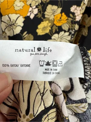 Natural Life Floral‎ Maxi Dress Black Yellow Sleeveless Pockets L/XL thumbnail 7