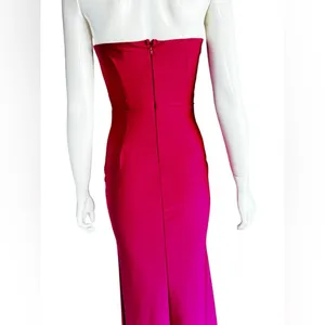 FAERIESTY Solid Mermaid Hem Tube Pink Strapless Evening Gown Size Small. thumbnail 10
