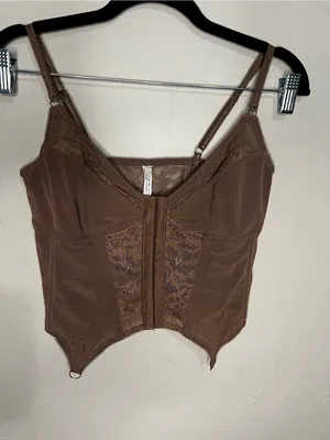 Out‎ From Under Urban Outfitters Corey Mesh Chocolate Brown Corset thumbnail 2
