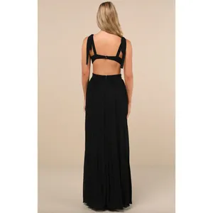 Lulus Celebratory Allure Black Pleated Backless Maxi Dress Formal Small NWT thumbnail 4