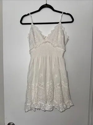 LoveShackFancy Azar Cotton Bandana Eyelet Mini Dress Size Medium thumbnail 3