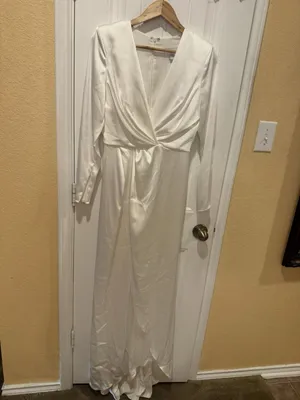ASOS Sadie Pleated Plunge Wrap Wedding Dress Size 8 thumbnail 2