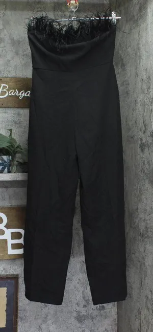 Sam Edelman Women's Strapless Feather-Trim Jumpsuit 40H144-S4 Black 6 thumbnail 1