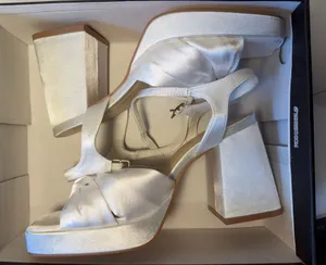 Lulus Satin Heels White thumbnail 1