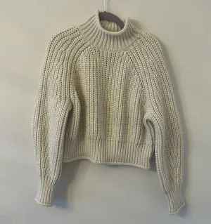 H&M Women's Cream Turtleneck Long Sleeves Knit Sweater Size Medium thumbnail 1