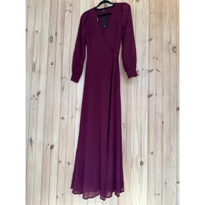 NWT Lulus My Whole Heart Plum Long Sleeve Wrap Dress Bridesmaid Gala Banquet XS thumbnail 2