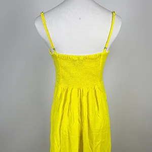 NWOT Farm Rio Linen Blend Yellow Sleeveless Midi Dress Size L thumbnail 10