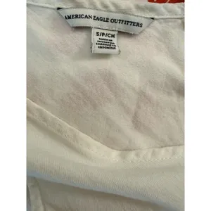 American Eagle White Distressed Fringe Tank Top | 100% Cotton | Size Small thumbnail 4