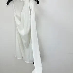 Lulus Isloda Ivory One-Shoulder Backless Sash Mini Dress with Scarf Small NWT thumbnail 8