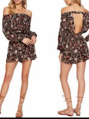 Free People Pretty and Free Floral Romper off the shoulders medium thumbnail 11