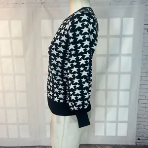 Parker Black and Silver Star Crewneck Long Sleeve Sweater Size Medium thumbnail 8
