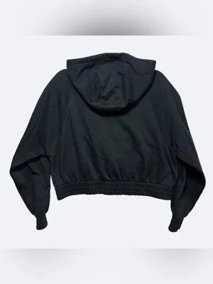 Nike Air Women’s Cropped Hoodie Black Pullover Sweatshirt Logo Pocket Size M thumbnail 3