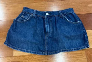 NWOT We The Free Denim Skort Womens‎ Blue Gathered Waist Mini 25 thumbnail 1