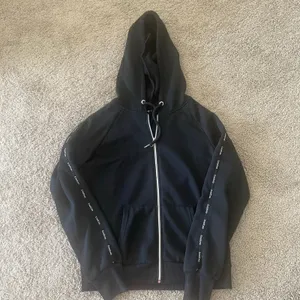 Bebe Black Full-Zip Logo Tape Sleeve Hoodie Jacket Sz L thumbnail 8
