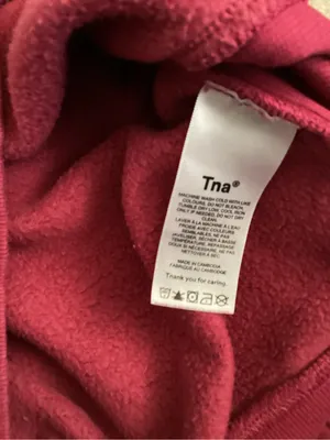 TNA by Aritzia cozy fleece burgundy wine crewneck sweatshirt pullover thumbnail 5