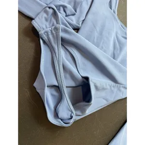 Babaton Aritzia Contour Bodysuit Blue Square Neck Long Sleeve Fitted S thumbnail 10
