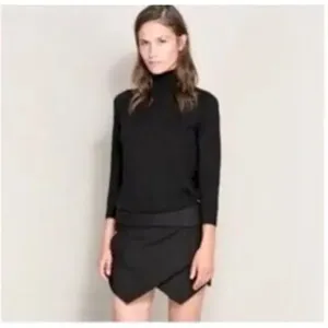 Zara Symmetrical Wrap Style Envelope City Skort Pockets Back Zipper S Black thumbnail 12