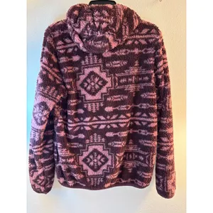 Ariat REAL Berber Pullover Hooded Sweatshirt Purple Southwestern Fleece Small thumbnail 2