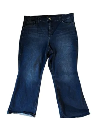 Jen 7 By 7 For All Mankind Kick Crop Dark Denim Jean Size 18 Stretch Casual Fall thumbnail 1