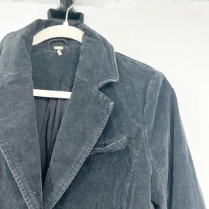 Free People Womens Byron Corduroy Dark Academia Grunge Blazer Jacket Black Small thumbnail 7