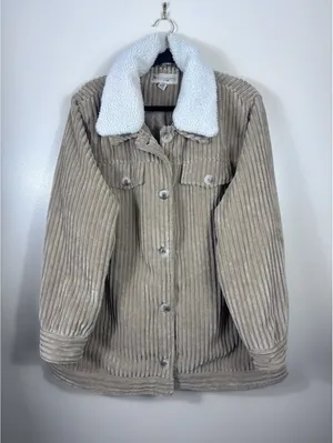 Koolaburra Ugg Corduroy Jacket Removable Fur Collar Camel Sz XL thumbnail 1