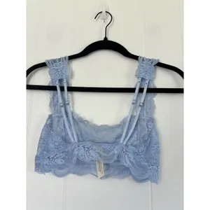 Free People Intimately Light Blue Floral Lace‎ Bralette Double Strap Size S thumbnail 3