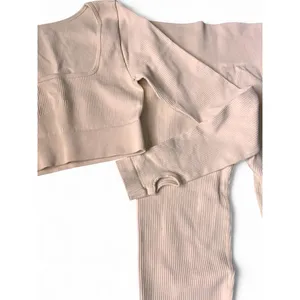Ribbed Set Cream Beige Sculpting Pilates Princess Balletcore Athleisure Small OS thumbnail 7