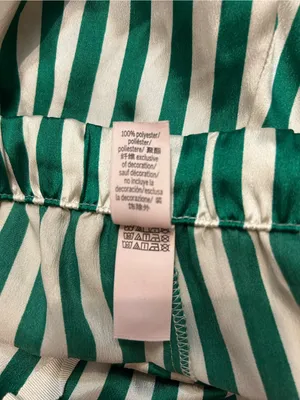 Victoria’s Secret satin green white stripe wide leg pajama pants woman’s XL thumbnail 6